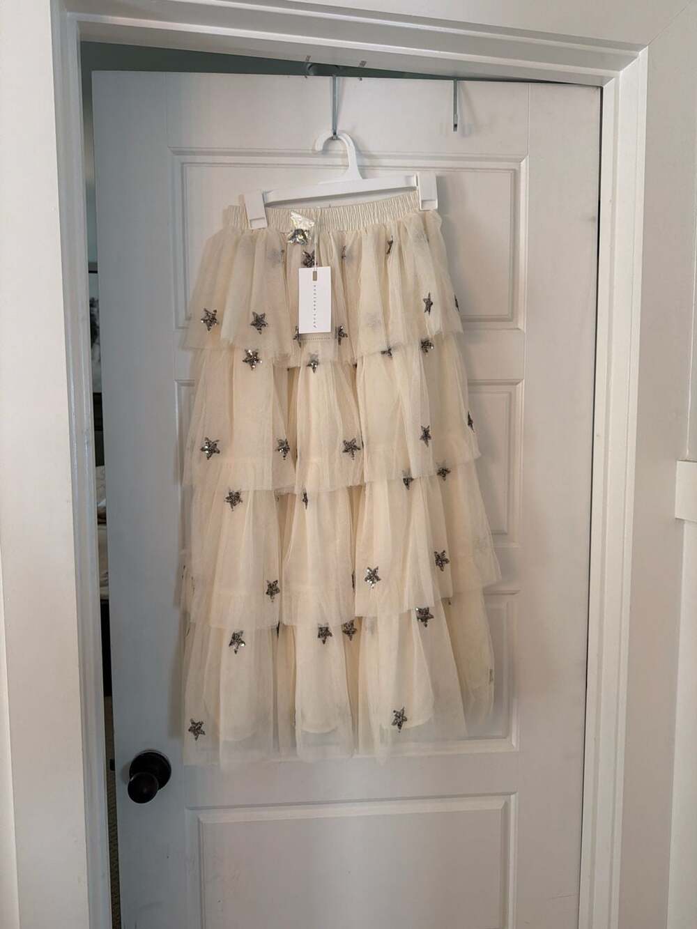 Endless Rose Star Sequin Tulle Tiered Maxi Skirt